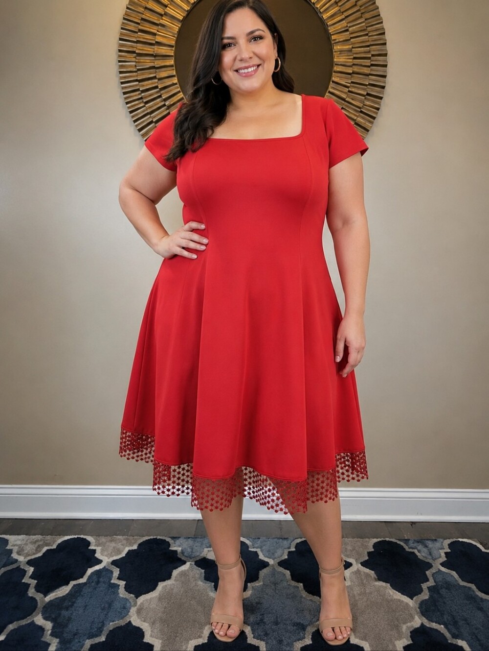 Lane Bryant Fit And Flare Elegant Red Dress Size 24 Size 3X NWT